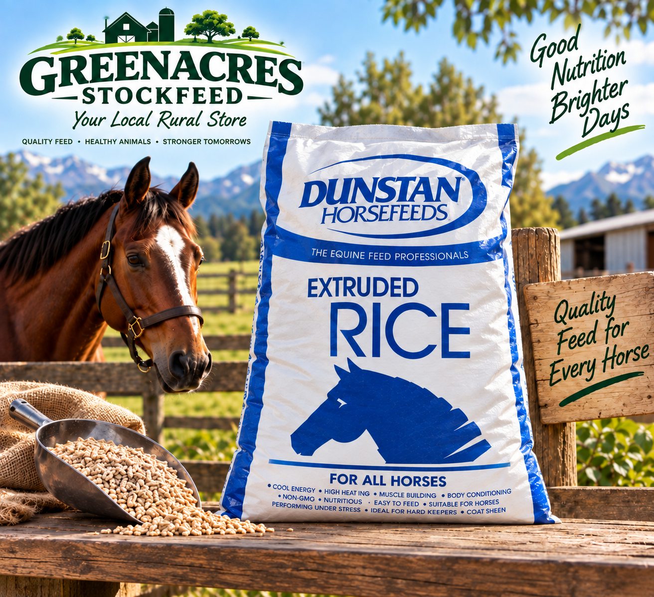 Dunstan Extruded Rice 20kg bag for all horses
